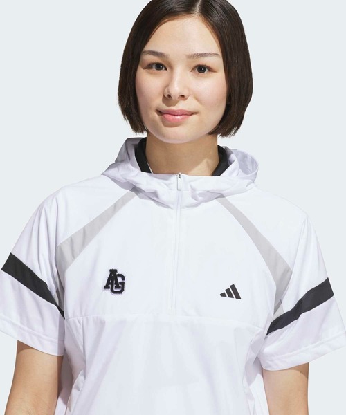adidas(アディダス)の「ハーフジップ フード付きアノラックジャケット 半袖 / ハーフジップ【adidas Golf/アディダスゴルフ】(ブルゾン・レディース・ホワイト・XX-LARGE/LARGE/MEDIUM/SMALL/X-LARGE/X-SMALL)」の3枚目の写真