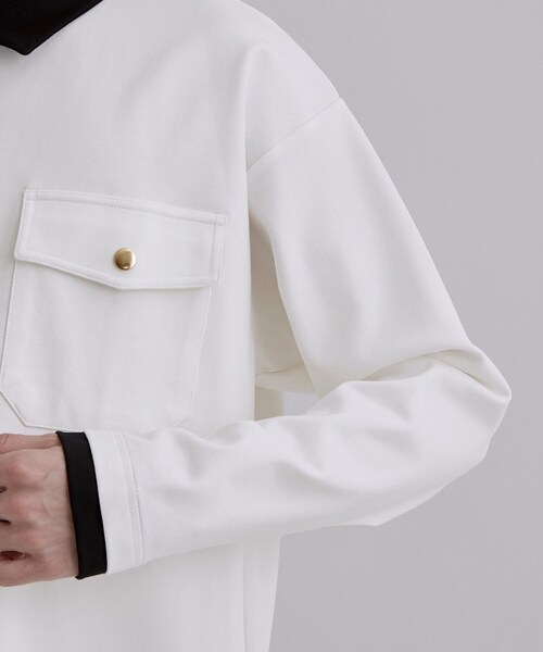 tk.TAKEO KIKUCHI（ティーケータケオキクチ）の「襟配色ハーフジップポロシャツ（ポロシャツ・メンズ・ホワイト/ブラック/ブラウン系その他・01/02/03）」の8枚目の写真