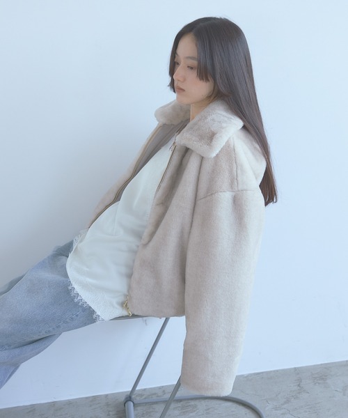 SENSE OF PLACE by URBAN RESEARCH（センスオブプレイスバイアーバンリサーチ）の「TISSAVEL フェイクファーショートコート（ブルゾン・レディース・モカ/ベージュ/ブラウン・ONE）」の5枚目の写真