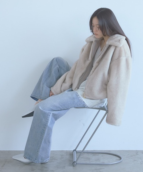 SENSE OF PLACE by URBAN RESEARCH（センスオブプレイスバイアーバンリサーチ）の「TISSAVEL フェイクファーショートコート（ブルゾン・レディース・モカ/ベージュ/ブラウン・ONE）」の7枚目の写真