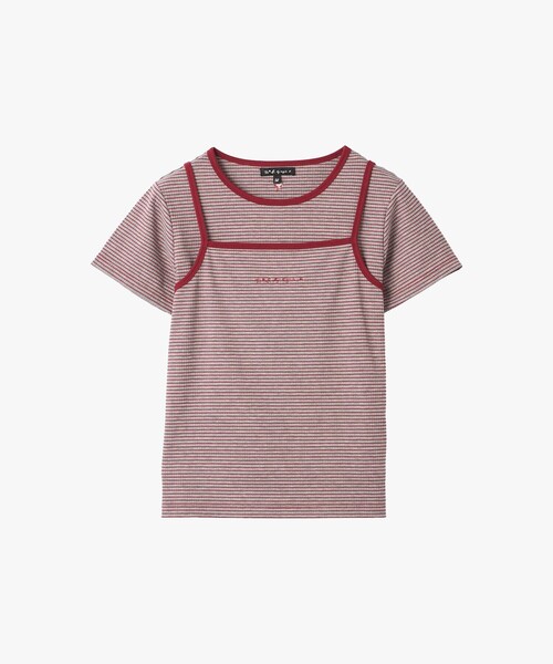 To b. by agnes b.(トゥービーバイアニエスベー)の「ボーダー キャミソール&Tシャツ(Tシャツ/カットソー・レディース・グレー・38/40)」の2枚目の写真