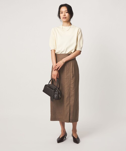 green label relaxing（グリーンレーベルリラクシング）の「［size SHORTあり］トリアセ スリット タイト スカート UVカット 通気性（スカート・レディース・ダークグレー/モカ・SHORT/38/36/40）」の3枚目の写真