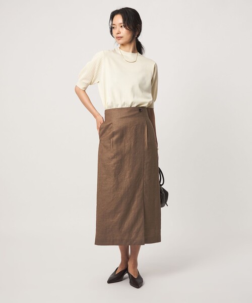 green label relaxing（グリーンレーベルリラクシング）の「［size SHORTあり］トリアセ スリット タイト スカート UVカット 通気性（スカート・レディース・ダークグレー/モカ・SHORT/38/36/40）」の4枚目の写真