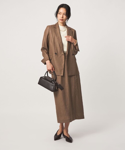 green label relaxing（グリーンレーベルリラクシング）の「［size SHORTあり］トリアセ スリット タイト スカート UVカット 通気性（スカート・レディース・ダークグレー/モカ・SHORT/38/36/40）」の5枚目の写真