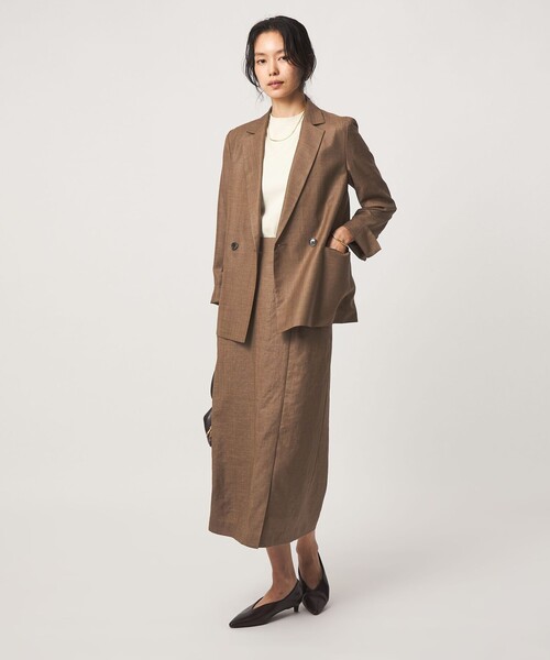 green label relaxing（グリーンレーベルリラクシング）の「［size SHORTあり］トリアセ スリット タイト スカート UVカット 通気性（スカート・レディース・ダークグレー/モカ・SHORT/38/36/40）」の6枚目の写真