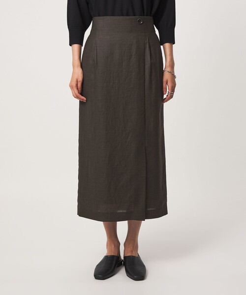 green label relaxing（グリーンレーベルリラクシング）の「［size SHORTあり］トリアセ スリット タイト スカート UVカット 通気性（スカート・レディース・ダークグレー/モカ・SHORT/38/36/40）」の7枚目の写真