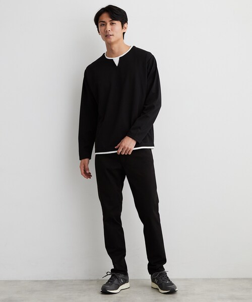 THE SHOP TK (ザ ショップ ティーケー )の「【洗濯機OK】カノコキーネック レイヤード長袖Tシャツ(Tシャツ/カットソー・メンズ・ライトグレー/ネイビー/ブラック/ダークブラウン・04/02/03)」の12枚目の写真