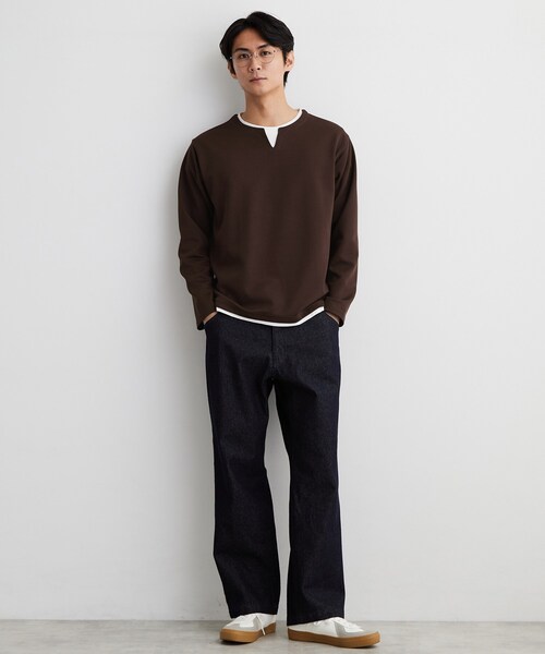 THE SHOP TK (ザ ショップ ティーケー )の「【洗濯機OK】カノコキーネック レイヤード長袖Tシャツ(Tシャツ/カットソー・メンズ・ライトグレー/ネイビー/ブラック/ダークブラウン・04/02/03)」の17枚目の写真