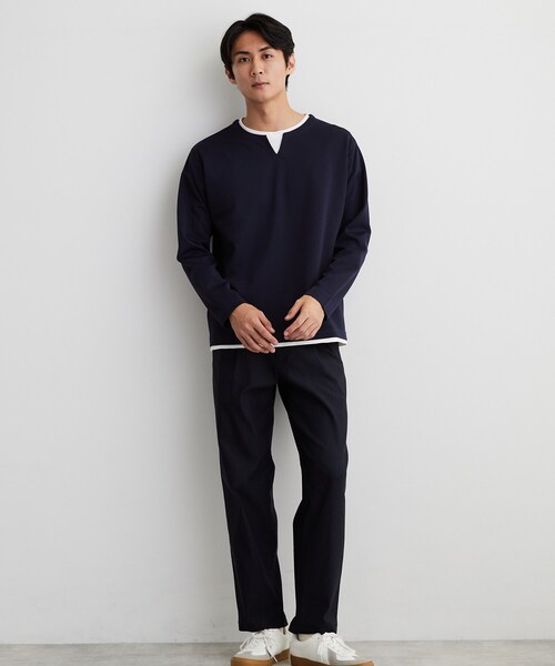 THE SHOP TK (ザ ショップ ティーケー )の「【洗濯機OK】カノコキーネック レイヤード長袖Tシャツ(Tシャツ/カットソー・メンズ・ライトグレー/ネイビー/ブラック/ダークブラウン・04/02/03)」の21枚目の写真