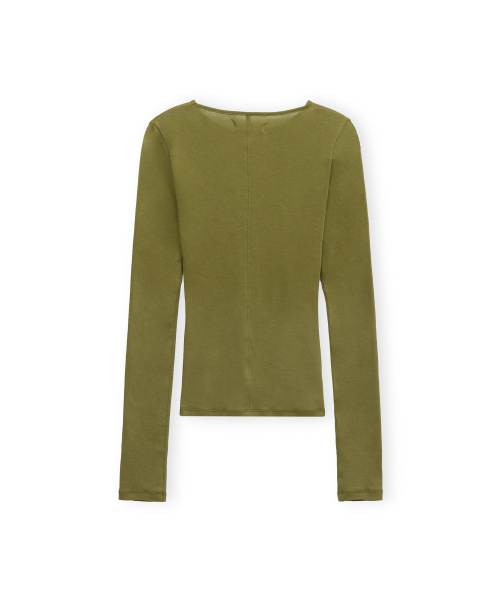 BROWNYARD(ブラウンヤード)の「Wリブドロングスリーブ、オリーブ(Tシャツ/カットソー・レディース・その他・1/2)」の2枚目の写真