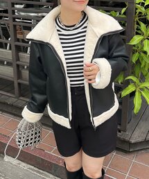 【選べる2丈】ファービッグカラーレザーブルゾン