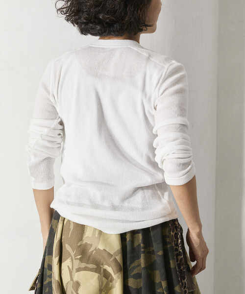 Freada(フリーダ)の「Freada/フリーダ ヘンリーネック ロンTEE(Tシャツ/カットソー・レディース・ブラック/オフホワイト・ONE SIZE)」の4枚目の写真