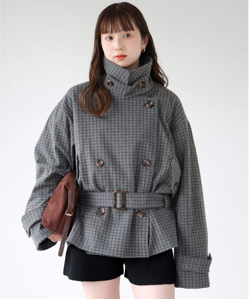 tiptop(ティップトップ)の「【ZOZO限定アイテム】バックルベルト付きショートトレンチ(トレンチコート・レディース・チャコールグレー/ブラック/グレー系その他・FREE)」の3枚目の写真