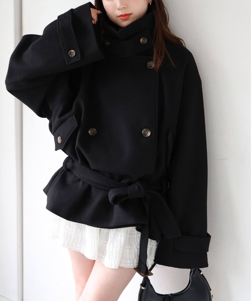 tiptop(ティップトップ)の「【ZOZO限定アイテム】バックルベルト付きショートトレンチ(トレンチコート・レディース・チャコールグレー/ブラック/グレー系その他・FREE)」の1枚目の写真