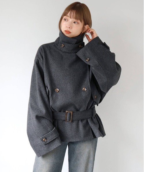 tiptop(ティップトップ)の「【ZOZO限定アイテム】バックルベルト付きショートトレンチ(トレンチコート・レディース・チャコールグレー/ブラック/グレー系その他・FREE)」の8枚目の写真
