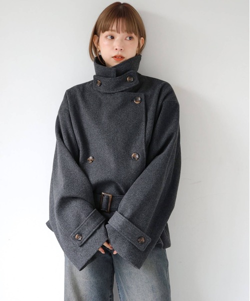 tiptop(ティップトップ)の「【ZOZO限定アイテム】バックルベルト付きショートトレンチ(トレンチコート・レディース・チャコールグレー/ブラック/グレー系その他・FREE)」の9枚目の写真
