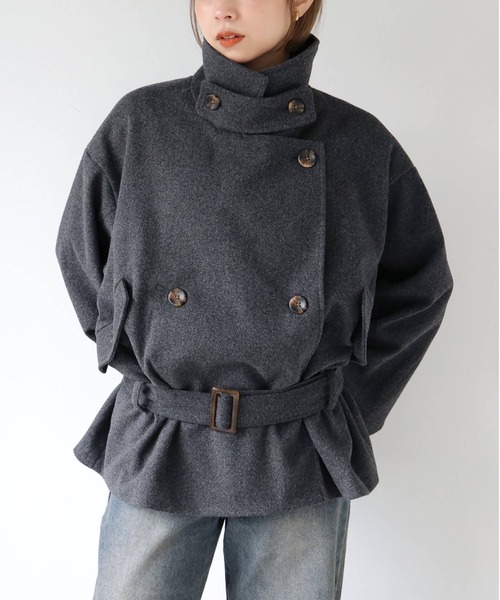 tiptop(ティップトップ)の「【ZOZO限定アイテム】バックルベルト付きショートトレンチ(トレンチコート・レディース・チャコールグレー/ブラック/グレー系その他・FREE)」の10枚目の写真