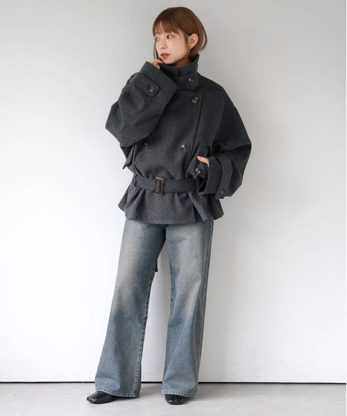 tiptop(ティップトップ)の「【ZOZO限定アイテム】バックルベルト付きショートトレンチ(トレンチコート・レディース・チャコールグレー/ブラック/グレー系その他・FREE)」の15枚目の写真
