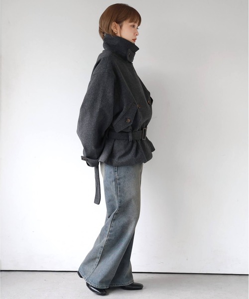 tiptop(ティップトップ)の「【ZOZO限定アイテム】バックルベルト付きショートトレンチ(トレンチコート・レディース・チャコールグレー/ブラック/グレー系その他・FREE)」の16枚目の写真