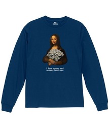 NOBOUND（ノーバウンド） 長袖Tシャツ メッセージロゴ イラスト モナリザ パロディ プリント レギュラーシルエット ロンT トップス カットソー メンズ ユニセックス