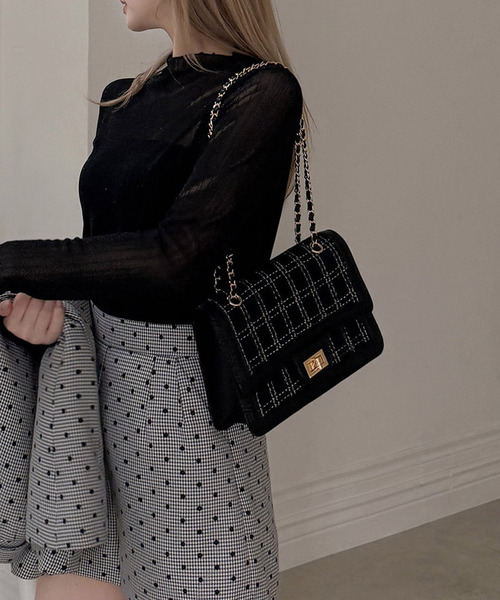 ROYAL PARTY(ロイヤルパーティー)の「アソートチェーンBAG(ショルダーバッグ・レディース・ベージュ/チェック/オフホワイト・FREE)」の7枚目の写真