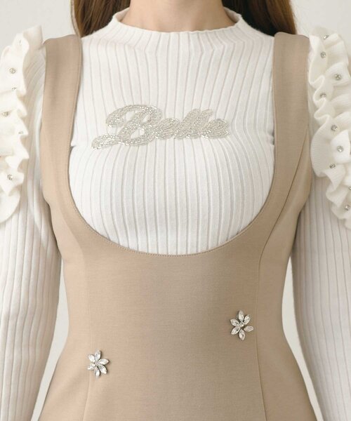 Belle Charme(ベルシャルム)の「【Belle Charme】Flower Bijou Jumper Skirt(ジャンパースカート・レディース・ベージュ/ブラック・FREE)」の19枚目の写真