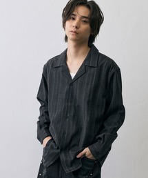 Vintage Stripe Cropped Open Collar Shirt / ヴィンテージ ストライプ クロップド オープンカラーシャツ