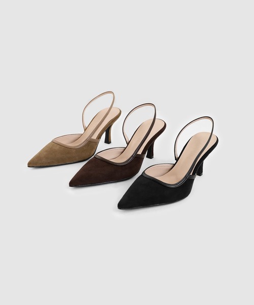 SAPPUN（サプン）の「Peniel(ペニエル)スリングバックスエードヒールパンプス(220-65701)SAPPUN(サプン)（パンプス・レディース・ブラック/ベージュ/ブラウン・24.5/24/23.5/23/22.5）」の4枚目の写真