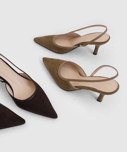 SAPPUN（サプン）の「Peniel(ペニエル)スリングバックスエードヒールパンプス(220-65701)SAPPUN(サプン)（パンプス・レディース・ブラック/ベージュ/ブラウン・24.5/24/23.5/23/22.5）」の6枚目の写真