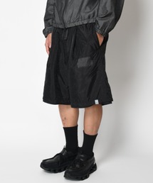 SUPERTHANKS（スーパーサンクス）の「【機能性カット素材×オーガンジー】レイヤードワイドショートパンツ　Double-layered wide shorts (linelogo-print)（その他パンツ）」