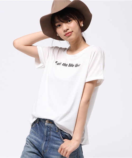 VENCEEXCHANGE（ヴァンスエクスチェンジ）の「クループリント Tシャツ（Tシャツ/カットソー・レディース・グレー/ダークオリーブ/オフホワイト/コーラル・MEDIUM）」の2枚目の写真