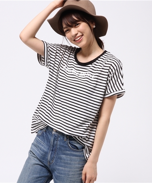 VENCEEXCHANGE（ヴァンスエクスチェンジ）の「クループリント Tシャツ（Tシャツ/カットソー・レディース・グレー/ダークオリーブ/オフホワイト/コーラル・MEDIUM）」の4枚目の写真