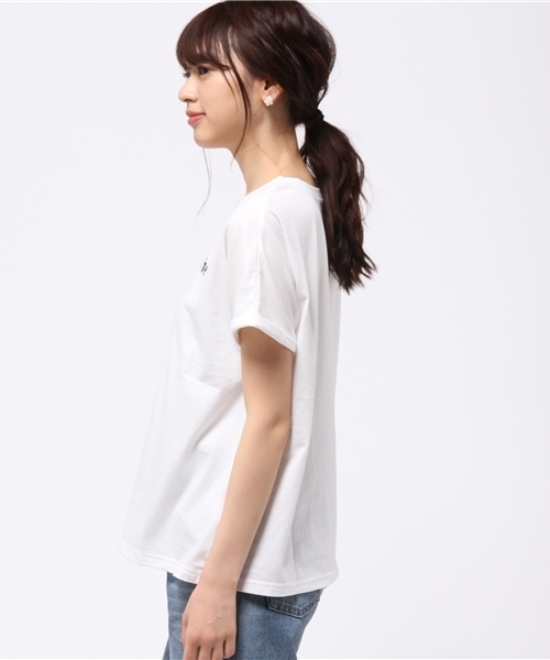 VENCEEXCHANGE（ヴァンスエクスチェンジ）の「クループリント Tシャツ（Tシャツ/カットソー・レディース・グレー/ダークオリーブ/オフホワイト/コーラル・MEDIUM）」の8枚目の写真