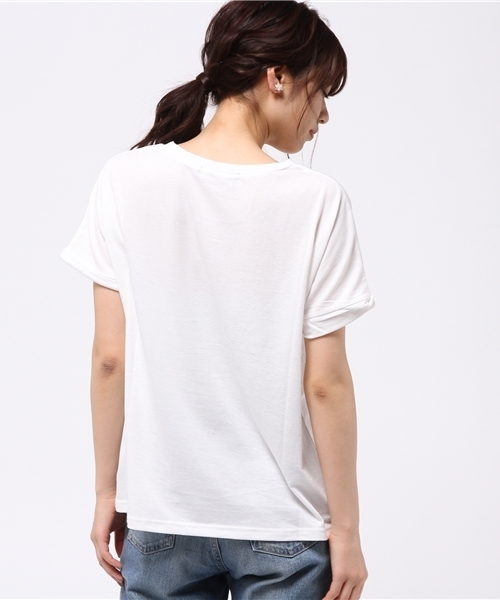 VENCEEXCHANGE（ヴァンスエクスチェンジ）の「クループリント Tシャツ（Tシャツ/カットソー・レディース・グレー/ダークオリーブ/オフホワイト/コーラル・MEDIUM）」の9枚目の写真