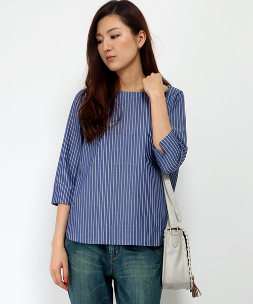 LBC（エルビーシー）の「コットンポリエステルブロードteeブラウス （シャツ/ブラウス・レディース・レッド/オフホワイト/ダークブルー・LARGE/MEDIUM）」の3枚目の写真