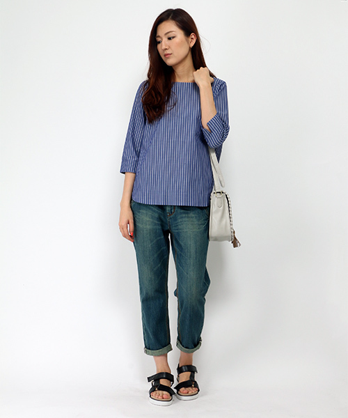 LBC（エルビーシー）の「コットンポリエステルブロードteeブラウス （シャツ/ブラウス・レディース・レッド/オフホワイト/ダークブルー・LARGE/MEDIUM）」の11枚目の写真