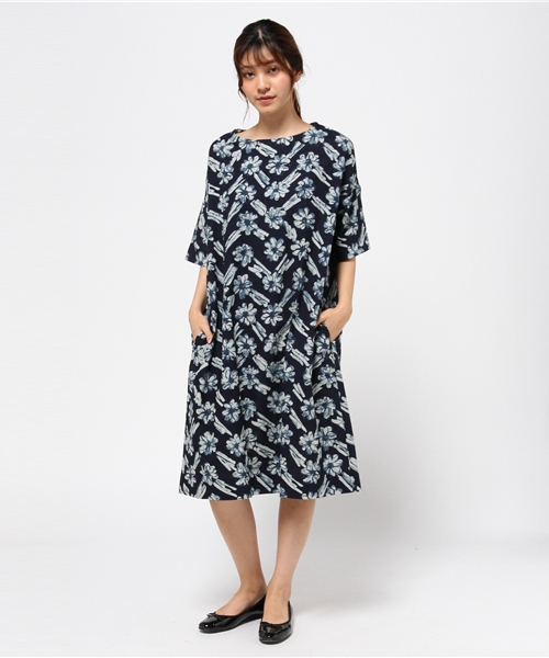 45r フォーティファイブアール の インディゴヘリンボンフラワーワンピース ワンピース Wear