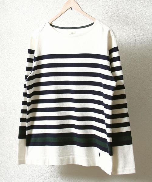 coen（コーエン）の「パネルボーダーボートネックカットソー（Tシャツ/カットソー・メンズ・オフホワイト/ブラック・MEDIUM/SMALL/X-LARGE/LARGE）」の2枚目の写真