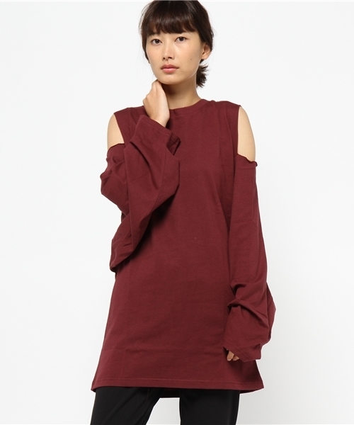 SLY（スライ）の「2WAY CUT OP（ワンピース・レディース・トップグレー/ワインレッド/ホワイト/ブラック・2/1）」の4枚目の写真