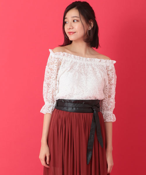 E Hyphen World Gallery イーハイフンワールドギャラリー の レースオフショルダープルオーバー シャツ ブラウス Wear