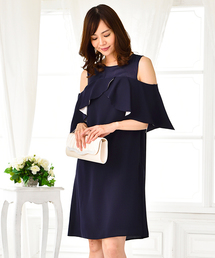 オフショル配色ワンピース