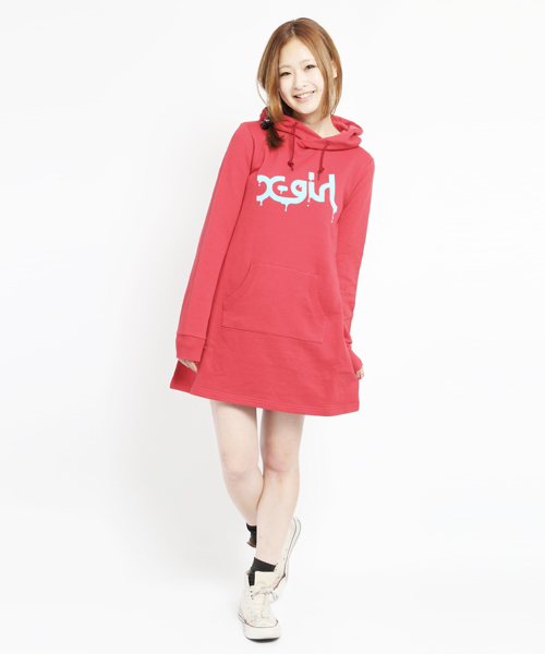 X-girl（エックスガール）の「RAINBOW SWEAT DRESS（ワンピース・レディース・ブラック/グリーン/ネイビー/パープル/レッド・1/2）」の5枚目の写真