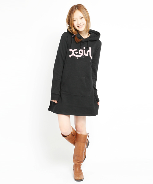 X-girl（エックスガール）の「RAINBOW SWEAT DRESS（ワンピース・レディース・ブラック/グリーン/ネイビー/パープル/レッド・1/2）」の2枚目の写真