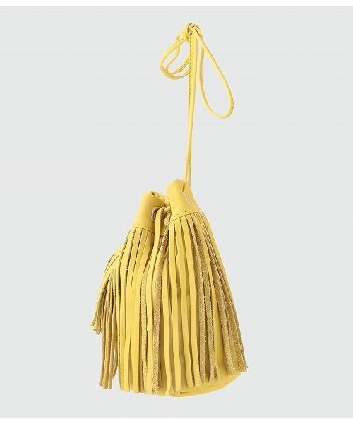 hobo(ホーボー)の「Cow Leather Drawstring Bag S(ショルダーバッグ・メンズ・ブラック/イエロー・FREE)」の6枚目の写真