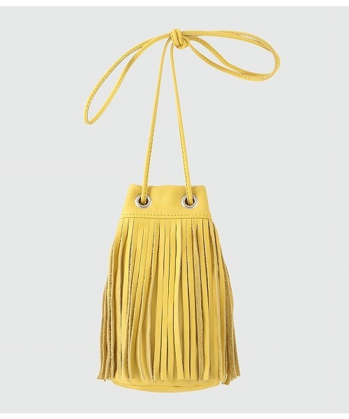 hobo(ホーボー)の「Cow Leather Drawstring Bag S(ショルダーバッグ・メンズ・ブラック/イエロー・FREE)」の4枚目の写真