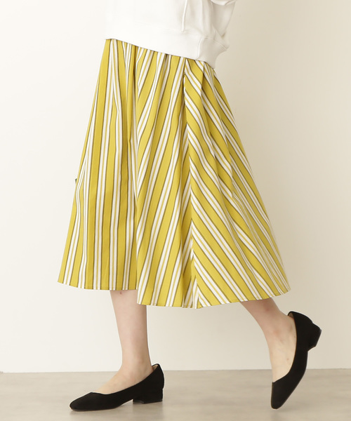 N.(N. Natural Beauty Basic)(エヌエヌナチュラルビューティーベーシック)の「タイプライターストライプミモレスカート(スカート・レディース・ブルー系その他/ブルー系その他2/イエロー系その他・MEDIUM)」の3枚目の写真