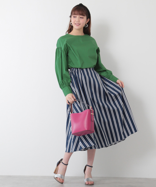 N.(N. Natural Beauty Basic)(エヌエヌナチュラルビューティーベーシック)の「タイプライターストライプミモレスカート(スカート・レディース・ブルー系その他/ブルー系その他2/イエロー系その他・MEDIUM)」の17枚目の写真