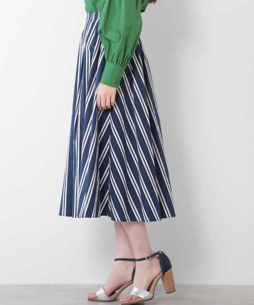 N.(N. Natural Beauty Basic)(エヌエヌナチュラルビューティーベーシック)の「タイプライターストライプミモレスカート(スカート・レディース・ブルー系その他/ブルー系その他2/イエロー系その他・MEDIUM)」の9枚目の写真