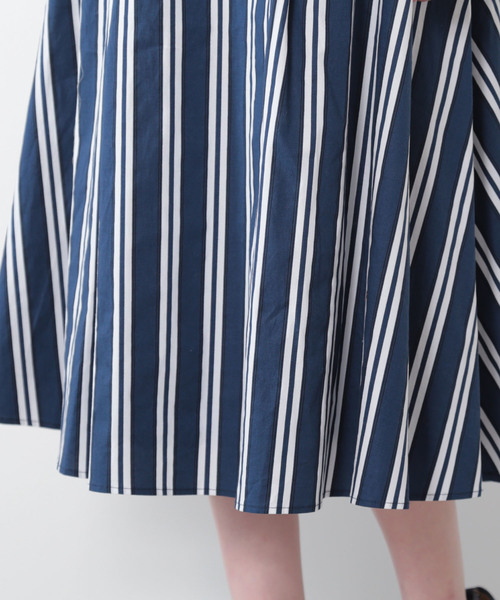 N.(N. Natural Beauty Basic)(エヌエヌナチュラルビューティーベーシック)の「タイプライターストライプミモレスカート(スカート・レディース・ブルー系その他/ブルー系その他2/イエロー系その他・MEDIUM)」の12枚目の写真