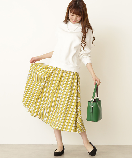 N.(N. Natural Beauty Basic)(エヌエヌナチュラルビューティーベーシック)の「タイプライターストライプミモレスカート(スカート・レディース・ブルー系その他/ブルー系その他2/イエロー系その他・MEDIUM)」の21枚目の写真